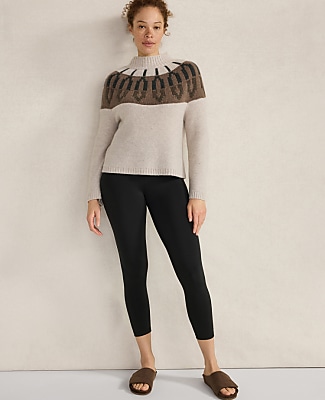 Haven Well Within Cashmere Fairisle Mock Neck Sweater - Sandy Neutral