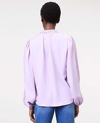 Petite Lace Trim Blouse
