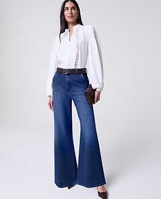 Petite Lace Trim Blouse