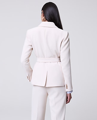 The Petite Belted Blazer in Fluid Crepe