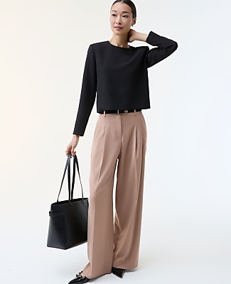 The Petite Crew Neck Top in Fluid Crepe