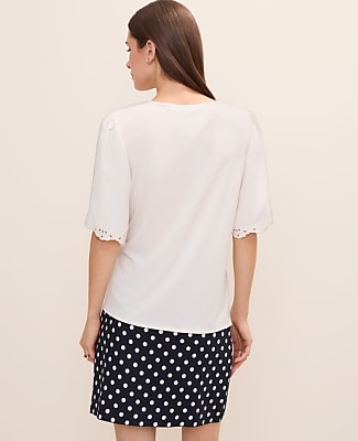 Embroidered Mixed Media Top