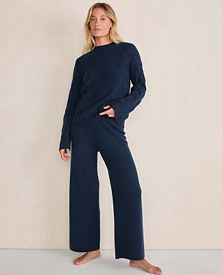 Haven Well Within Cashmere Cable Roll Neck Sweater - Twilight Navy