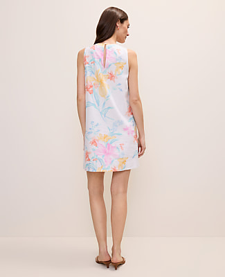 Floral Shift Dress in Linen Blend