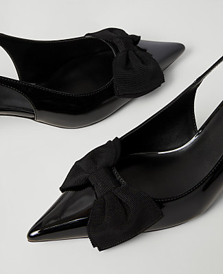 Patent Bow Slingback Pump - Black