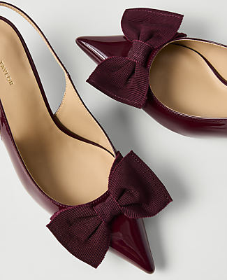 Patent Bow Slingback Pump