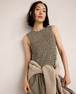 Haven Well Within Organic Cotton Poplin Smocked Gingham Midi Dress