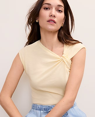 Weekend Asymmetric Twist Shoulder Top