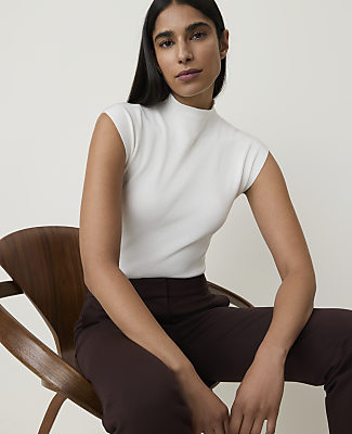 Ribbed Mock Neck Shell - thumbnail 4