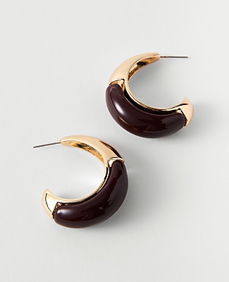 Metal Enamel Hoop Earrings - thumbnail 2
