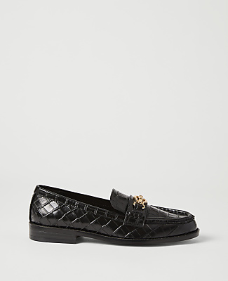 Hardware Embellished Croco Loafer