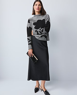 Satin Bias Midi Slip Skirt