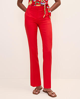 womens red dress trousers Women's Sea You Soon Cotton Blend Shell Embroidered Wide Leg Pants | Size: M Crimson red women’s red dress pants with a wide Red High Waisted Dress Pants