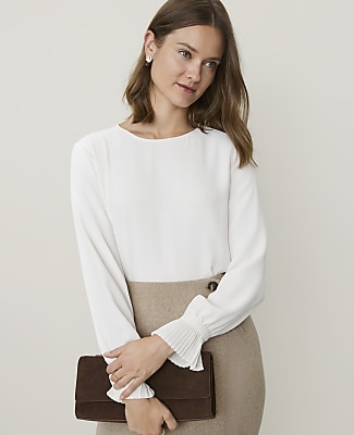 Mixed Media Pleat Cuff Top