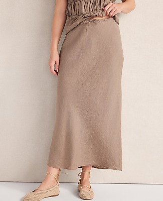 Haven Well Within Linen Bias Cut Midi Skirt
