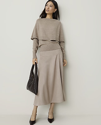 Full Midi Skirt in Faux Suede