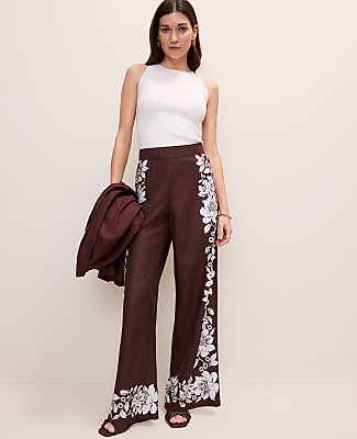 The Petite Easy Wide-Leg Pant in Floral Linen Blend