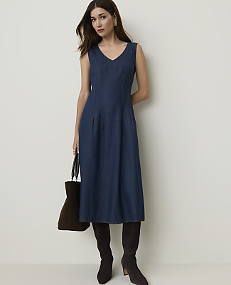 Flare Midi Dress in Denim