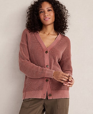 Haven Well Within Garment-Dyed Organic Cotton Shaker Stitch Cardigan - thumbnail 4