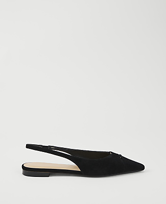 Suede Hardware Cutout Slingback Flat