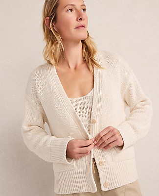 Haven Well Within Cotton Linen Plaited V-Neck Cardigan