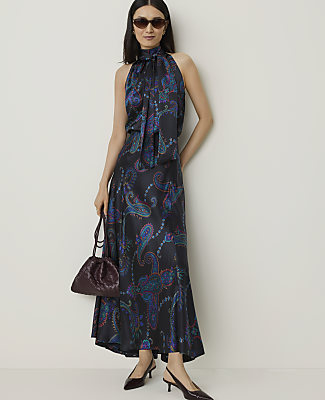 Studio Collection Paisley Flare Maxi Skirt in Silk