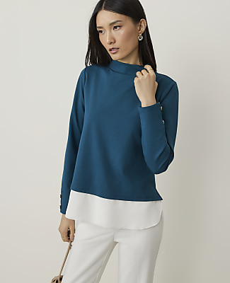 Layered Mock Neck Top