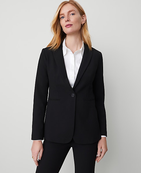 The Long Single Button Blazer in Bi-Stretch