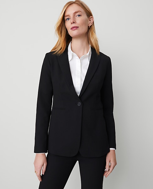The Tall Long Single Button Blazer in Bi-Stretch