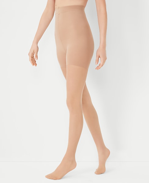 Sheer High Waist Control Top Tights - Natural