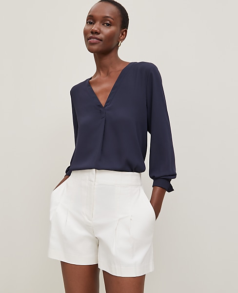 Mixed Media Pleat Front Top