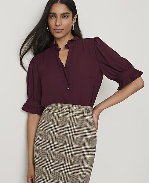 Petite Ruffle Collar Shirt