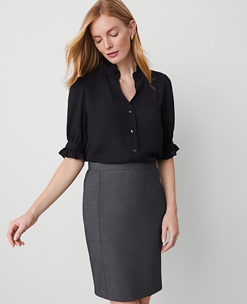 Petite Ruffle Collar Shirt