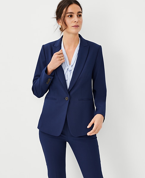 The Long Single Button Blazer in Bi-Stretch