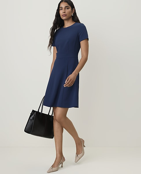 The Petite Flare Dress in Fluid Crepe