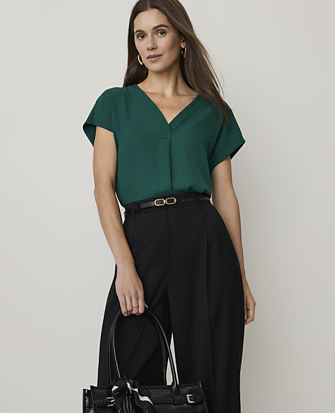 Mixed Media Pleat Front Top
