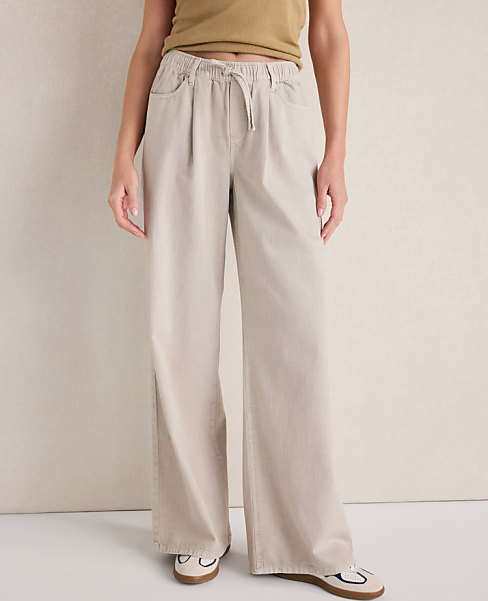 Haven Well Within Cotton Denim Ecru Wide Leg Pants