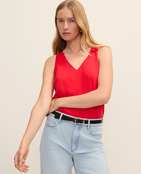 Mixed Media V-Neck Shell