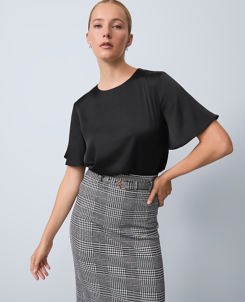 Satin Flutter Sleeve Top