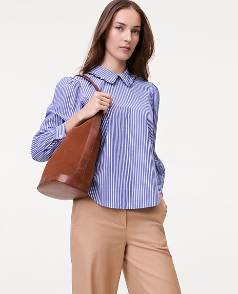 Weekend Striped Scalloped Blouse