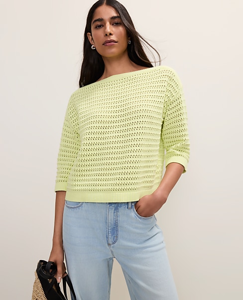 Pointelle Boatneck Sweater