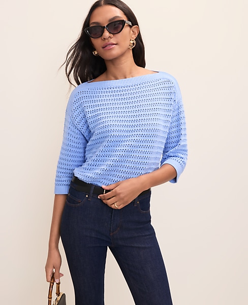 Pointelle Boatneck Sweater