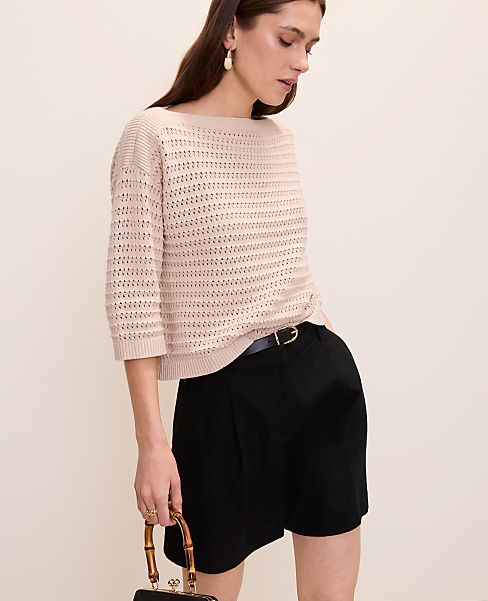Pointelle Boatneck Sweater