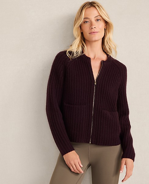 Haven Well Within Cashmere Shaker Bomber Sweater Jacket