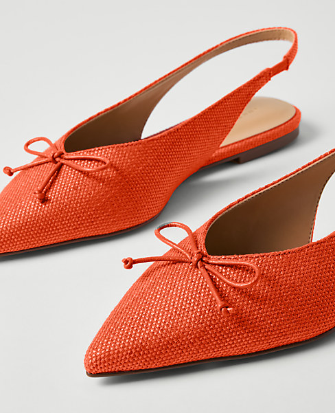 Straw Bow Slingback Flat