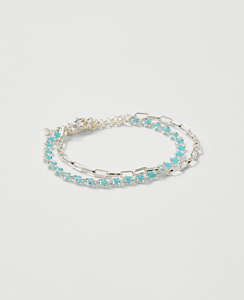 Chain Link and Beaded Bracelet Set