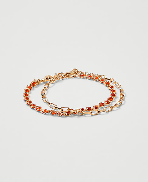 Chain Link and Beaded Bracelet Set