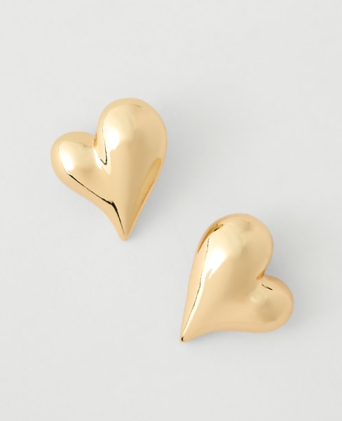 Mini Heart Stud Earrings - Goldtone