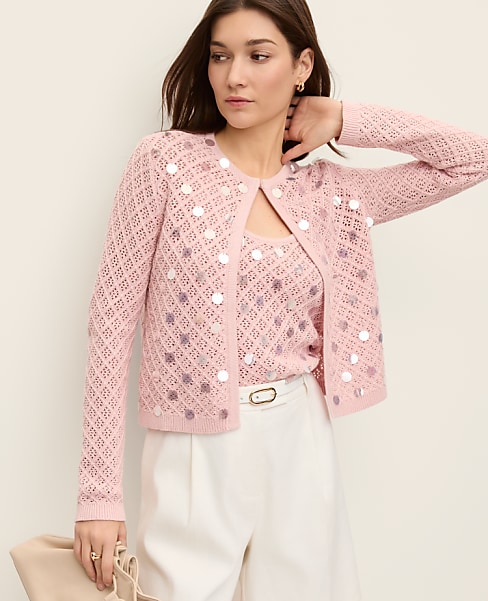 Sequin Open Cardigan