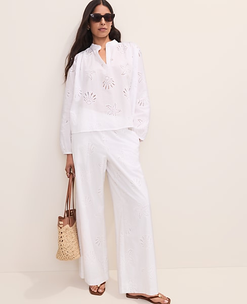 The Petite Eyelet Easy Palazzo Pant